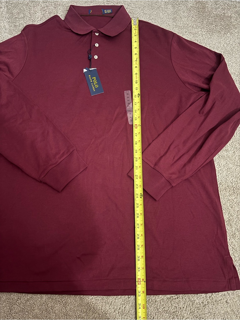 Polo Ralph Lauren Men's Long-Sleeve Polo Shirt - Burgundy Size 2XL - Picture 12 of 13